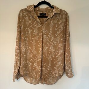 Banana Republic Beige Animal Print Blouse